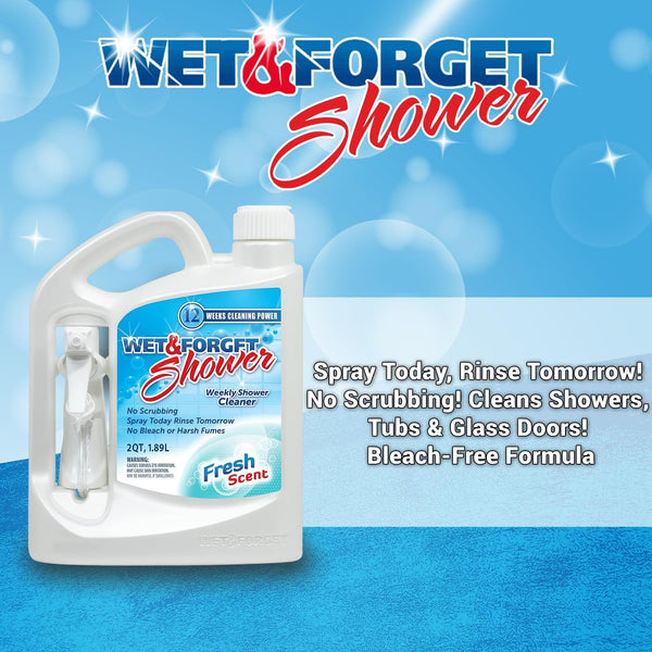 Wet & Forget Shower Cleaner Spray Multi-Surface Weekly Application Requires No Scrubbing, Bleach-Free Formula, Ready to Use, Fresh Scent, 3 Months