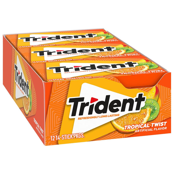 Trident Bubblegum Sugar Free Gum, 12 Packs of 14 Pieces (168 Total Pieces)