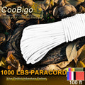 Coobigo Outdoor Paracord Rope 1000Lb 12 Strand Stronger than 550 Parachute Cord,100Ft White Camping Rope for DIY Weave Bracelet/Lanyards,Tent