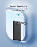 VRURC Portable Charger with Built in Cables, 10000Mah Travel Essentials Power Bank, 5 Output 2 Input LED Display External Battery Pack Compatible