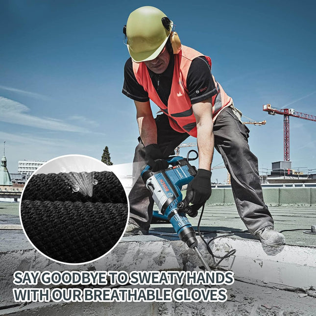 OZERO Work Gloves for Men Women: Mechanic Glove Touchscreen Firm Grip Dexterity Light Duty Gloves for Gardening Construc