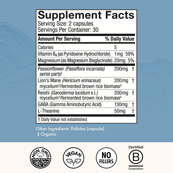 Host Defense Mycobenefits Sleep* Capsules - Rest Support for Healthy Sleep Quality - Calming Supplement with Magnesium, Lion'S Mane & GABA - Aids