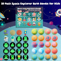 20 Pack Galaxy Bath Bombs for Kids with Space Explorer Toys, Cosmic Adventure Kids Bath Bombs with Astronauts, Rockets, Planets & Glow-In-The-Dark