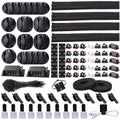 N NOROCME Cord Management Organizer Kit 4 Cable Sleeve Split with 41Self Adhesive Clips Holder, 10Pcs and 2 Roll Self Tie 100 Fastening Ties for