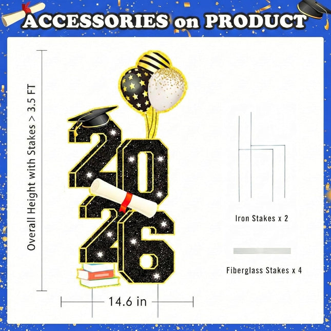 3.5FT Large Class 2025 Graduation Yard Sign Yard Decorations Congrats Graduation Lawn Signs 2025 Grad Yard Signs with St