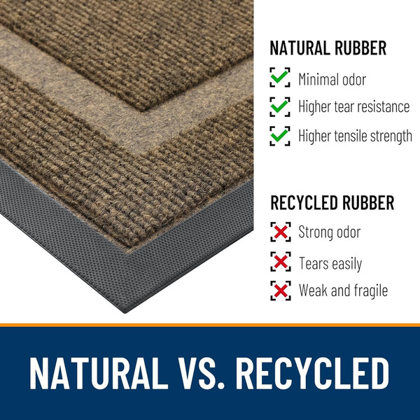 OLANLY Front Door Mat Indoor Outdoor Entrance, Waterproof All-Season, All-Weather Doormat, Sturdy Natural Rubber, Fade Resistant, Low Profile,