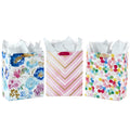 Hallmark 13" Large Gift Bags Assortment with Tissue Paper (Pack of 3: Floral, Chevron, Dots) for Birthdays, Mother'S Day, Baby Showers, Bridal