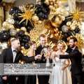 FOTIOMRG Black and Gold Balloons Garland Arch Kit, 5 10 12 18Inch Black Gold Confetti Latex Balloons for 2024 Graduation New Year Anniversary