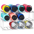 LARGER Compartment - 3 Tier Stackable Water Bottle Organizer Holder - for Stanley 40Oz & Others' Large Tumbler - Clear Wine Rack, 12 Cup Bottle