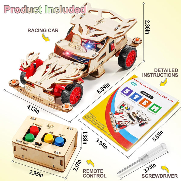 STEM Kits for Kids Ages 8-10, Remote Control Car Model Building Kit for Boys 8-12, Wooden 3D Puzzles 8-13, Wood Science Crafts Projects, STEM Toys