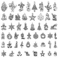 JIALEEY Christmas Charms, Whole Bulk Lots Christmas Charm Mixed Tibetan Silver Metal Pendants DIY for Jewelry Making Crafting and Christmas