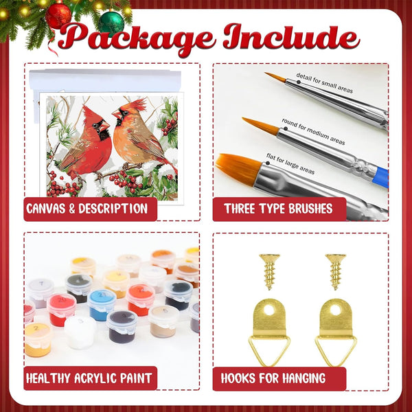 Hkejoi Christmas Paint by Numbers Kit for Adults - Cardinal Paint by Number for Beginners, Art Supplies for Gift, Home Wall Decor 16''W X 20''L
