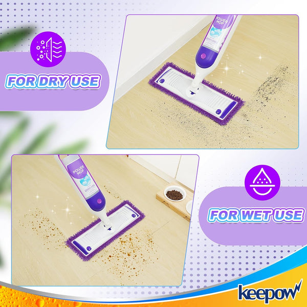 KEEPOW 8 Pack Reusable Pads for Swiffer Power Mop, Refill Pads for Swiffer Power Mop Wood Floor Cleaning, Microfiber Mop Pads for Hardwood Floors