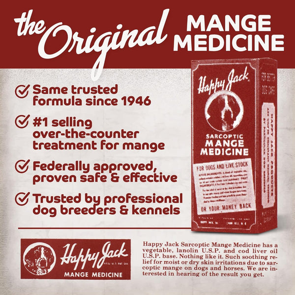 HAPPY JACK Mange Medicine & Treatment for Dogs & Horses - Brings Soothing Itch Relief to Severe Mange, Fungi, Allergies, Eczema & Most Dog Skin