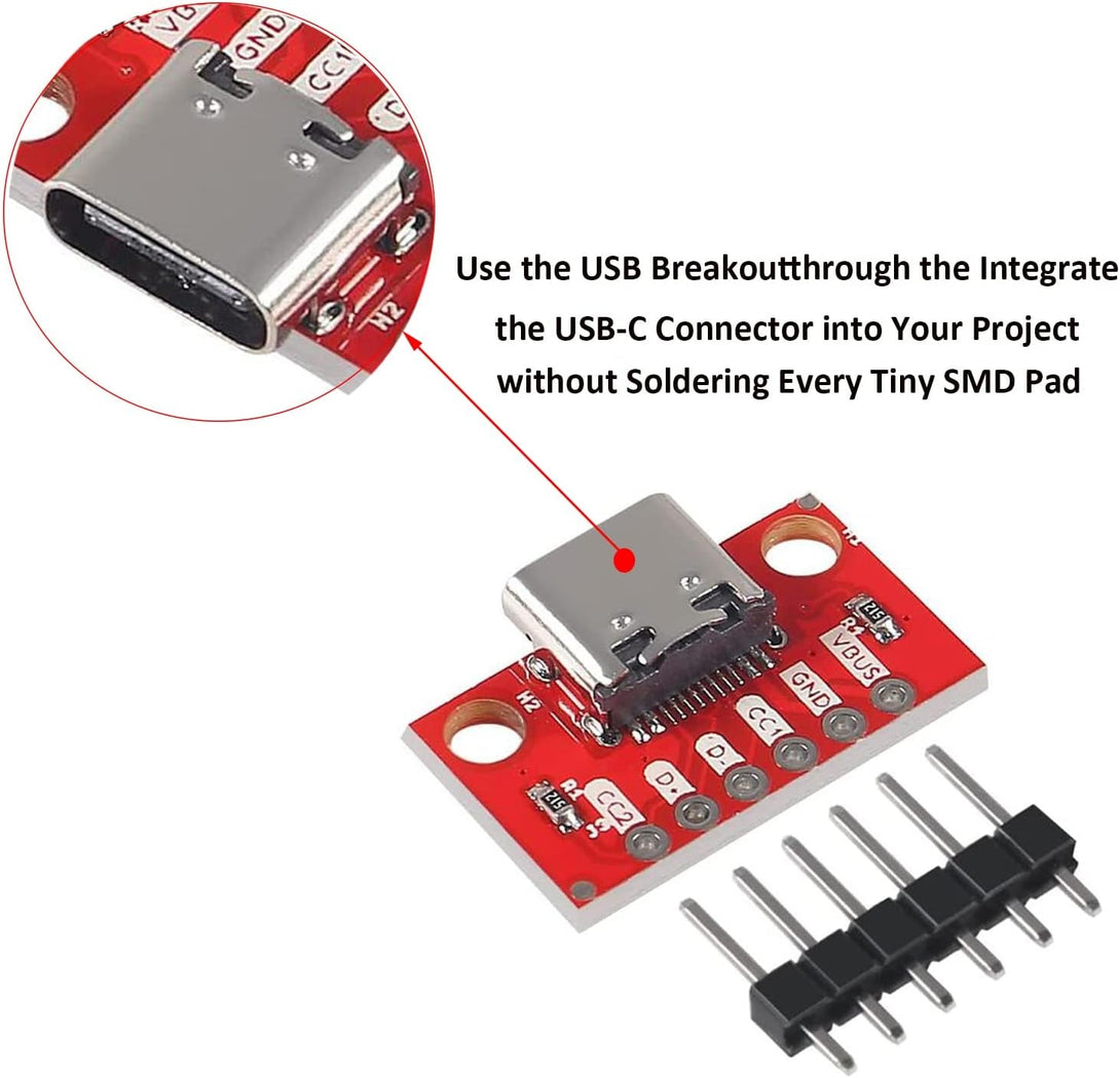 DIANN 5Pcs USB Type-C Breakout Board Serial Basic Breakout Female Connector Type PCB Converter Board