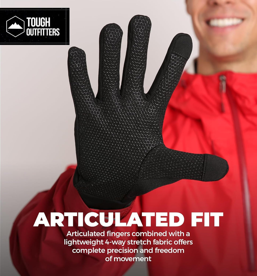 Tough Outdoors Running Gloves for Men & Women - Winter Liners & Touchscreen - Lightweight & Hiking Gloves