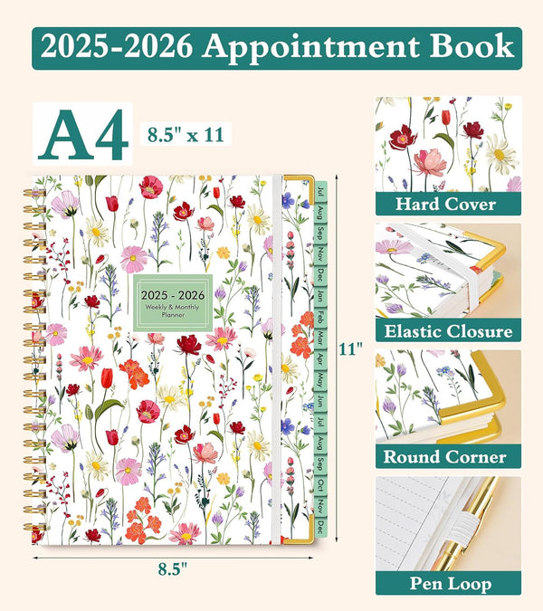 2025 Appointment Book, 2025 Academic Planner 18 Months Weekly and Monthly (January 2025 - June 2026), 8.5"X11" Daily Hourly Planner 60-Minute Time