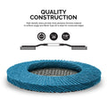 NEIKO 11257A High Density Jumbo Premium Zirconia Flap Disc | 4.5" X 7/8-Inch, 40 Grit, Bevel Type #29-10 Pack