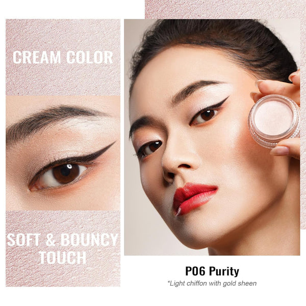 Oulac Shimmer Cream Eyeshadow Also for Highlighter Blendable Eye Shadow Waterproof&Long Lasting with Moisturizing Formula Soft Shimmer Eye