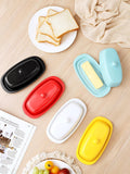 Yedio Ceramic Butter Dish with Lid for Countertop Refrigerator, 8 Inch Butter Holder with Porcelain Cover Knob Handle for East West Coast Butter