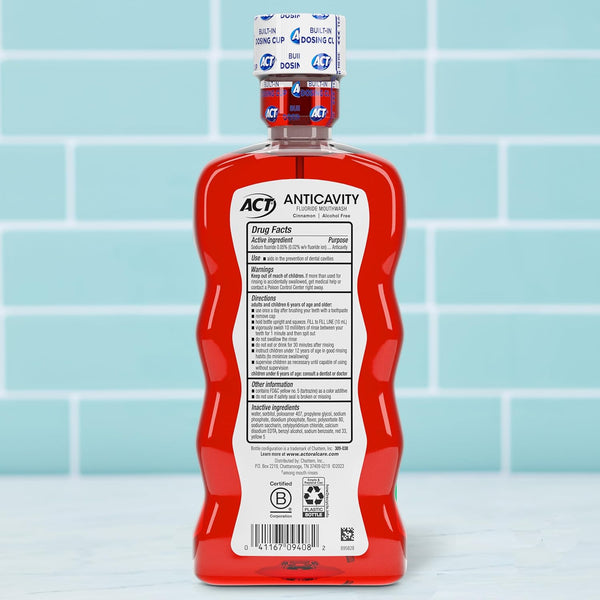 ACT Anticavity Fluoride Mouthwash with Zero Alcohol, Arctic Blast, 18 Fl. Oz.