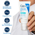 Cerave Ultra-Light Moisturizing Gel, Hydrating Gel Face Moisturizer with Ceramides, Niacinamide, Hyaluronic Acid, Fragrance Free, Oil-Free,