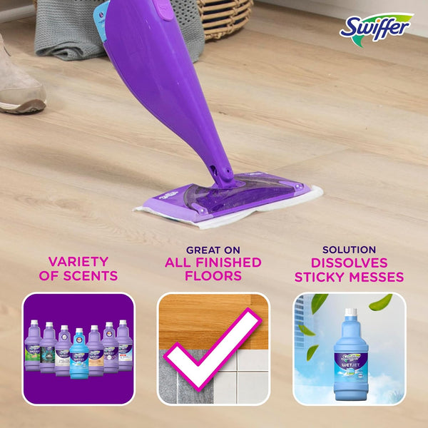 Swiffer Wetjet Multi-Purpose and Hardwood Liquid Floor Cleaner Solution Refill, with Gain Scent, 42.2 Fl Oz Each, (Pack of 2)