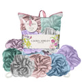 Laura Ashley 6 Pack Loofah for Women - Shower Poufs, Exfoliating & Cleansing Body Scrubbers for Shower with Washable Zip up Bag