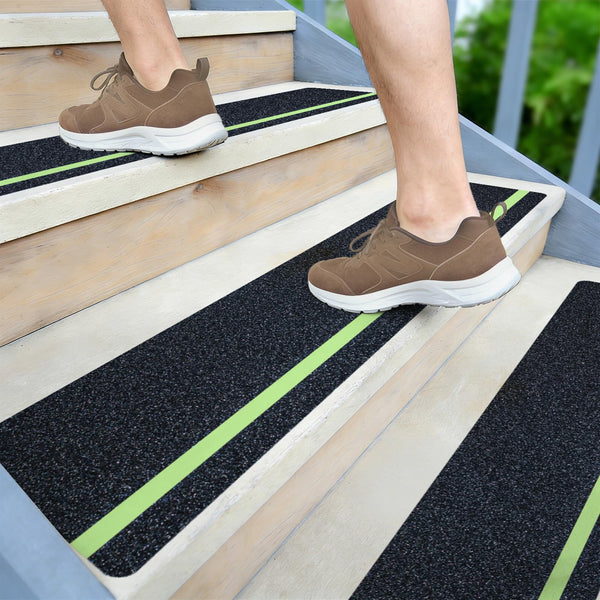 Lifegrip anti Slip Traction Treads with Glow in Dark Stripe (10-Pack), 6" X 32", Best Grip Tape Grit Non Slip, Outdoor Non Skid Tape, High