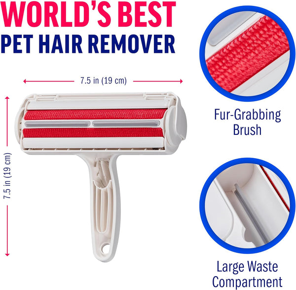 Chom Chom Roller Pet Hair Remover and Reusable Lint Roller - Chomchom Cat and Dog Hair Remover for Furniture, Couch, Carpet, Clothing and Bedding