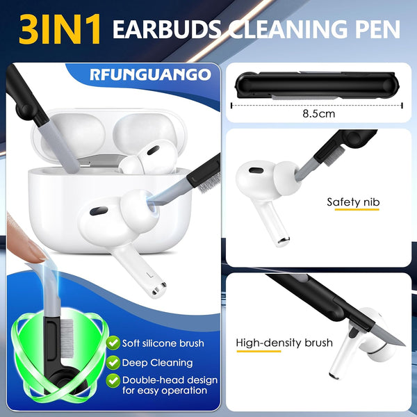 RFUNGUANGO for Airpods Pro 2Nd Gen Protective Case with Cleaning Kit, Military Hard Case with Lock for Airpod Gen 2 Charging Case 2023, 2022, Black