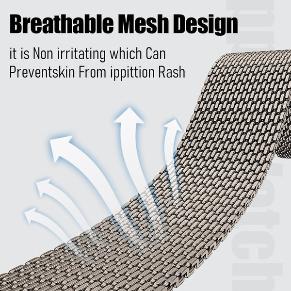 Milanese Mesh Loop for Apple Watch Ultra 2 Band 49Mm 46Mm 45Mm 44Mm 42Mm 41Mm 40Mm 38Mm Men Women,Stainless Steel Metal Bands Magnetic Buckle