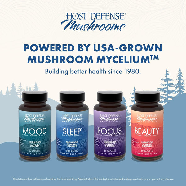 Host Defense Mycobenefits Sleep* Capsules - Rest Support for Healthy Sleep Quality - Calming Supplement with Magnesium, Lion'S Mane & GABA - Aids