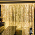 Vigdur Led Curtain String Lights, 8FT Window Fairy Lights for Bedroom with 210 Warm LEDs, Hanging Twinkle Indoor String Light for Party Wedding