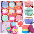 Bath Bombs for Women Gift Set - Bath Sets for Women Gift - 5 Large Bath Bomb Set with 4 Shower Steamers & 3 Candles -