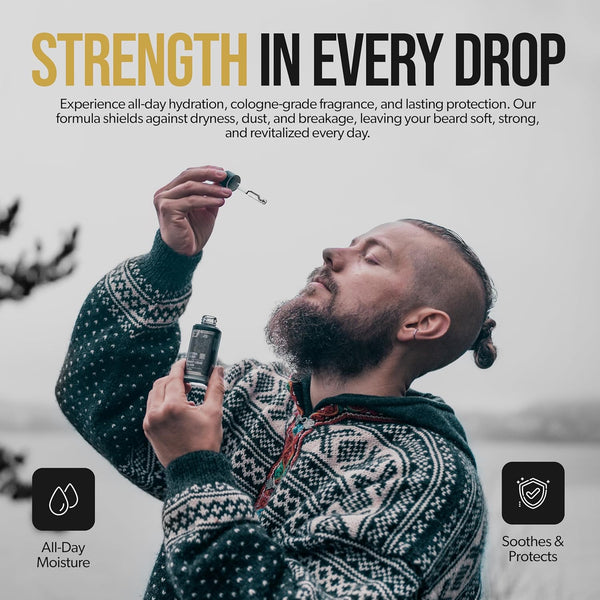 The Beard Struggle - Day Liquid Tonic Beard Oil - Gold Collection, Valhalla'S Gates - Beard Oil for Men - Moisturize, Softens Hair, Reduces Itch -