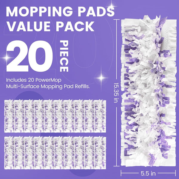 20 Pack Disposable Mopping Pads Compatible with Swiffer Powermop Multi-Surface Mop Pad Refills and Swiffer Powermop Wood Mop for Floor Cleaning,