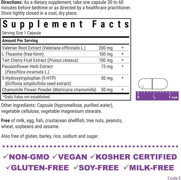 Bluebonnet Nutrition Sleep Support, Rest & Relaxation Whole Food-Based Formula*, Non-Gmo, Vegan, Gluten-Free, Kosher Certified, Soy-Free,