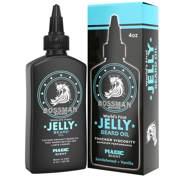 Bossman Jelly Beard Oil for Men (4 Oz, Magic Scent) â Softens, Moisturizes & Conditions with Natural Ingredients