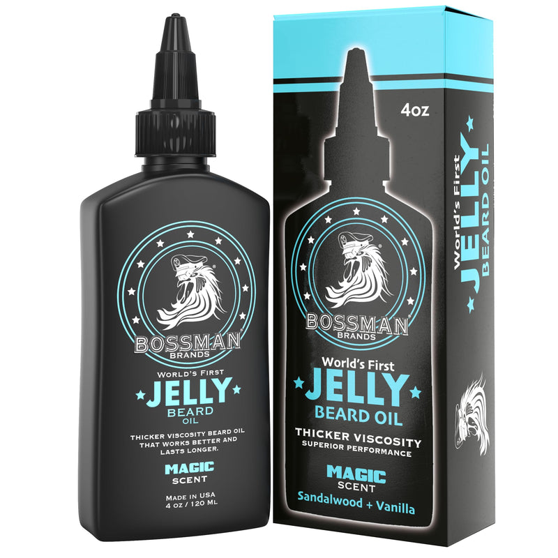 Bossman Jelly Beard Oil for Men (4 Oz, Magic Scent) â Softens, Moisturizes & Conditions with Natural Ingredients