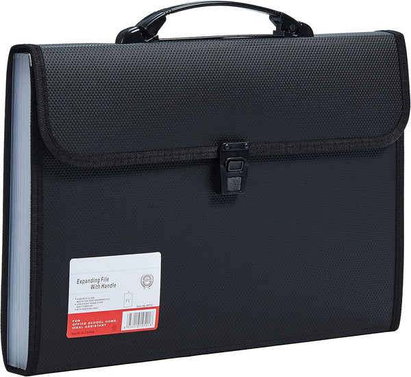 Legal Size 13 Pocket Accordian File Organizer Expanding File Folder for FC A4 Paper, Briefcase File Case with Durable Handle & Buckle Closure for