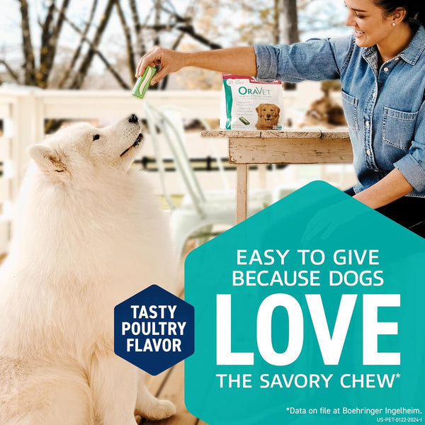 ORAVET Dental Chews for Dogs, Oral Care and Hygiene Chews (Small Dogs, 10-24 Lbs.) Blue Pouch, 30 Count