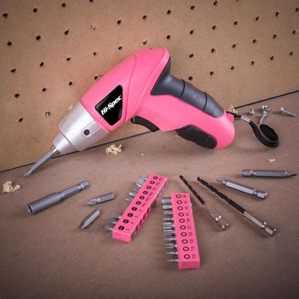 Hi-Spec Small Electric Screwdriver, Mini Drill Set, Rechargeable 3.6V Cordless Screwdriver with 26 Driver Bits, Power Tool for Small Projects &