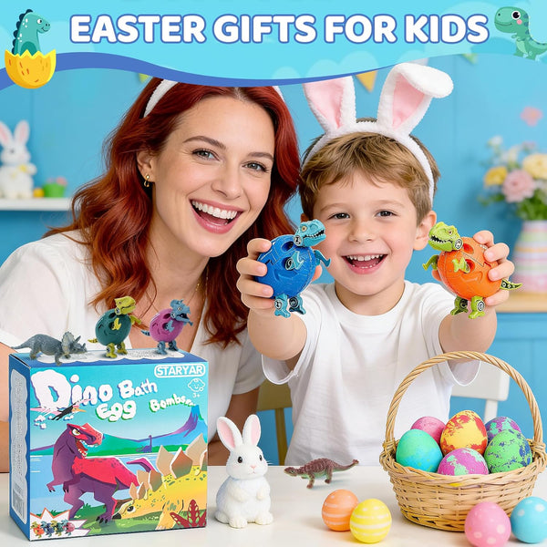 Bath Bombs for Kids with Surprise Toys inside - 16 Pack Organic Dinosaur Eggs Bath Bombs Gift Set, Dino Eggs, Dinosaur Toys for Kids 3 4 5 6 7 8 9