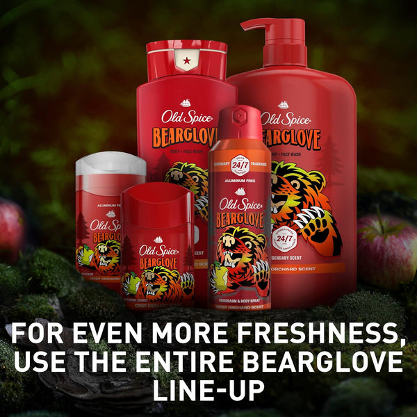 Old Spice Aluminum Free Deodorant for Men, 24/7 Odor Protection, 24/7 Freshness & Lasting Scent, Goes on Clear, Bearglove with Crisp Orchard