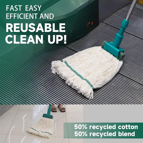 Heavy Duty Commercial Mop Head Replacement, Wet Industrial Cotton Looped End String Cleaning Mop Head Refill, 3Packs