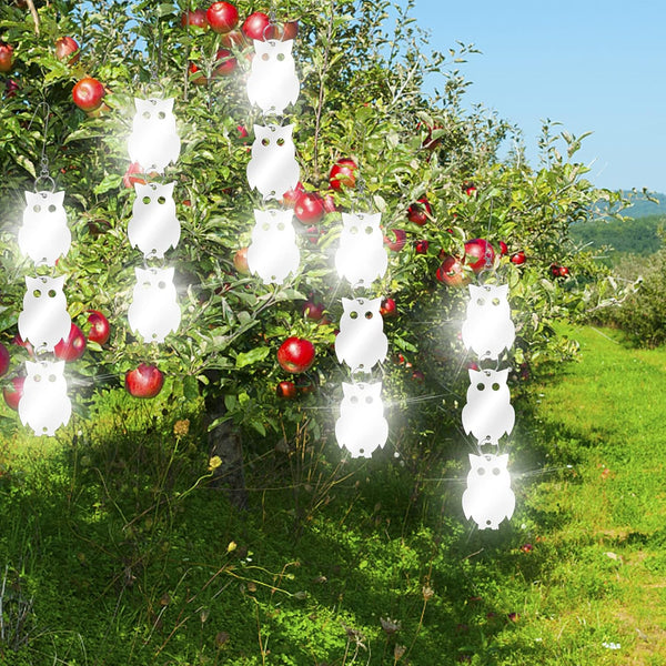 XPCARE 24PCS Bird Scare Devices - Owl Shape Bird Reflective Discs - Highly Reflective Double-Sided Bird Reflectors - to Scare Woodpecker Pigeon