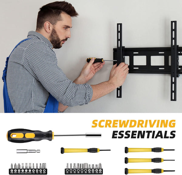 40-Piece Home Tool Kit with Easy Carrying Box, Small Basic Hand Tool Set Perfect for DIY Building, Home Maintenance and Woodworking, Great for