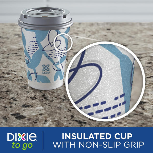 Dixie to Go Medium Paper Coffee Cups with Lids, 12 Oz, 26 Count, Disposable Cups for On-The-Go Hot Beverages