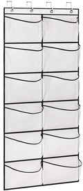 KIMBORA over the Door Shoe Organizer 12 Large Mesh Pockets Boots Hanging Storage Shoe Rack for Closet White